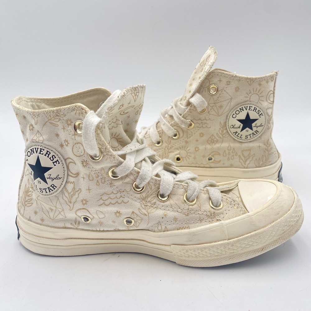 Converse Chuck 70 Hi Return to Festival Sneakers Womens 7.5 Cream Gold Celestial